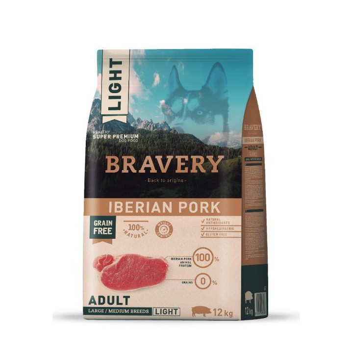 Bravery Iberian Pork LIGHT Adult Large/Medium Breeds 12 kg kutyatáp