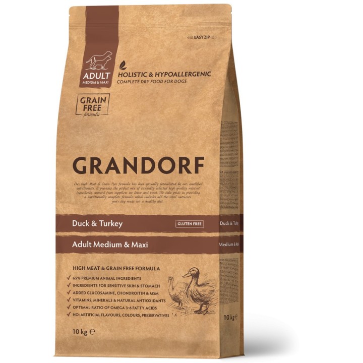 GRANDORF Duck and Sweet Potato Adult Medium and Maxi 10 Kg száraz kutyatáp