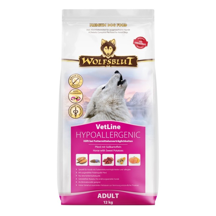 Wolfsblut VetLine Hypoallergenic Lóhús száraz kutyatáp 12 kg