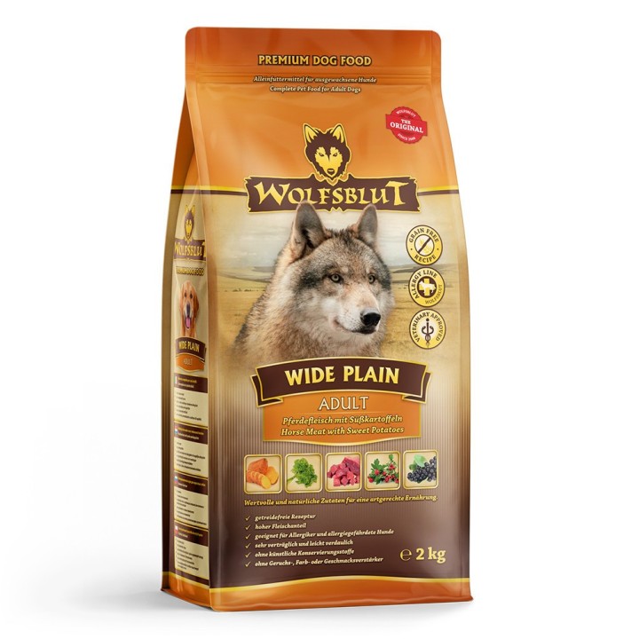 Wolfsblut Wide Plain Adult Lóhús Édesburgonyával száraz kutyatáp 2 kg