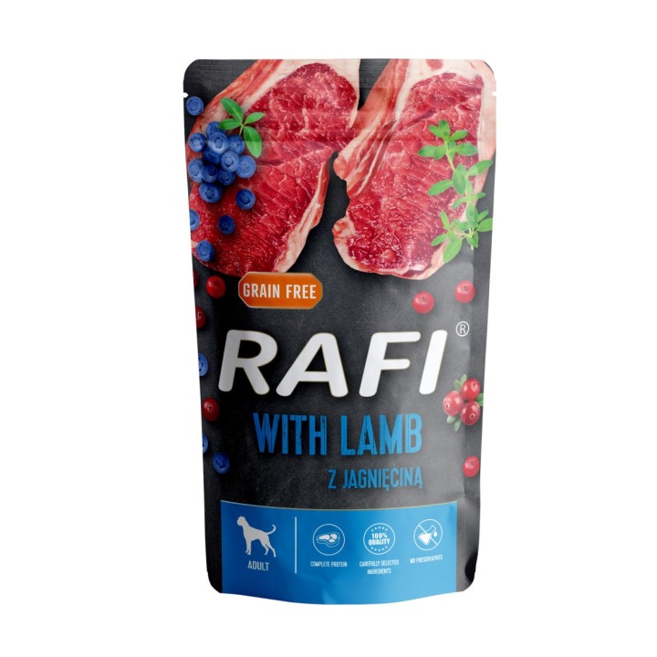 RAFI kutya pástétom bárány, vörös- és kék áfonya tasak 500g