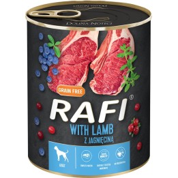 RAFI kutya pástétom bárány, vörös- és kék áfonyával konzerv 800g