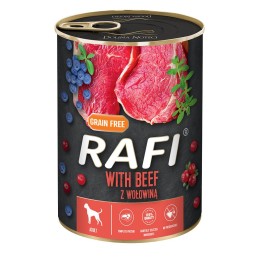 RAFI kutya pástétom marha, vörös- és kék áfonyával konzerv 400g