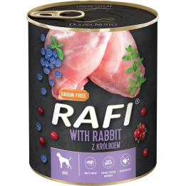 RAFI kutya pástétom nyúl, vörös- és kék áfonyával konzerv 800g