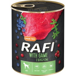 RAFI kutya pástétom vad, vörös- és kék áfonyával konzerv 800g